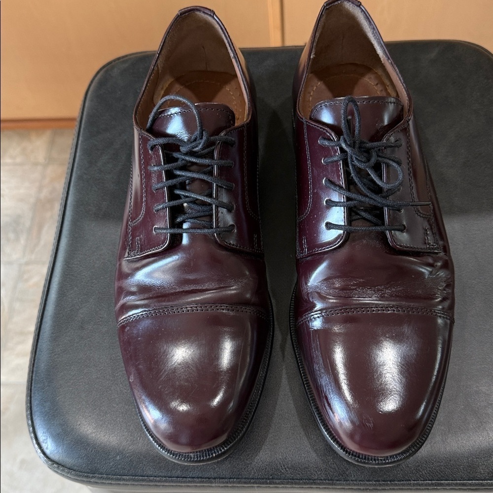 Men’s Bostonian Lace Up Leather Dress Shoes sz 9.5 Burgundy/Brown some wear